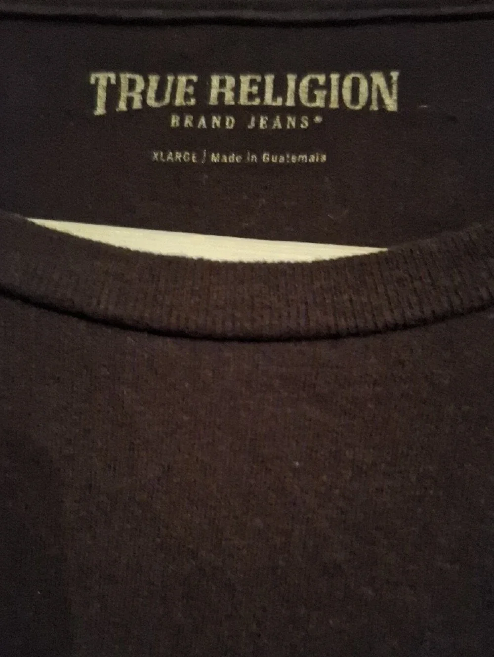 True Religion Black Long Sleeve Logo Tee with White Sleeve Graphics